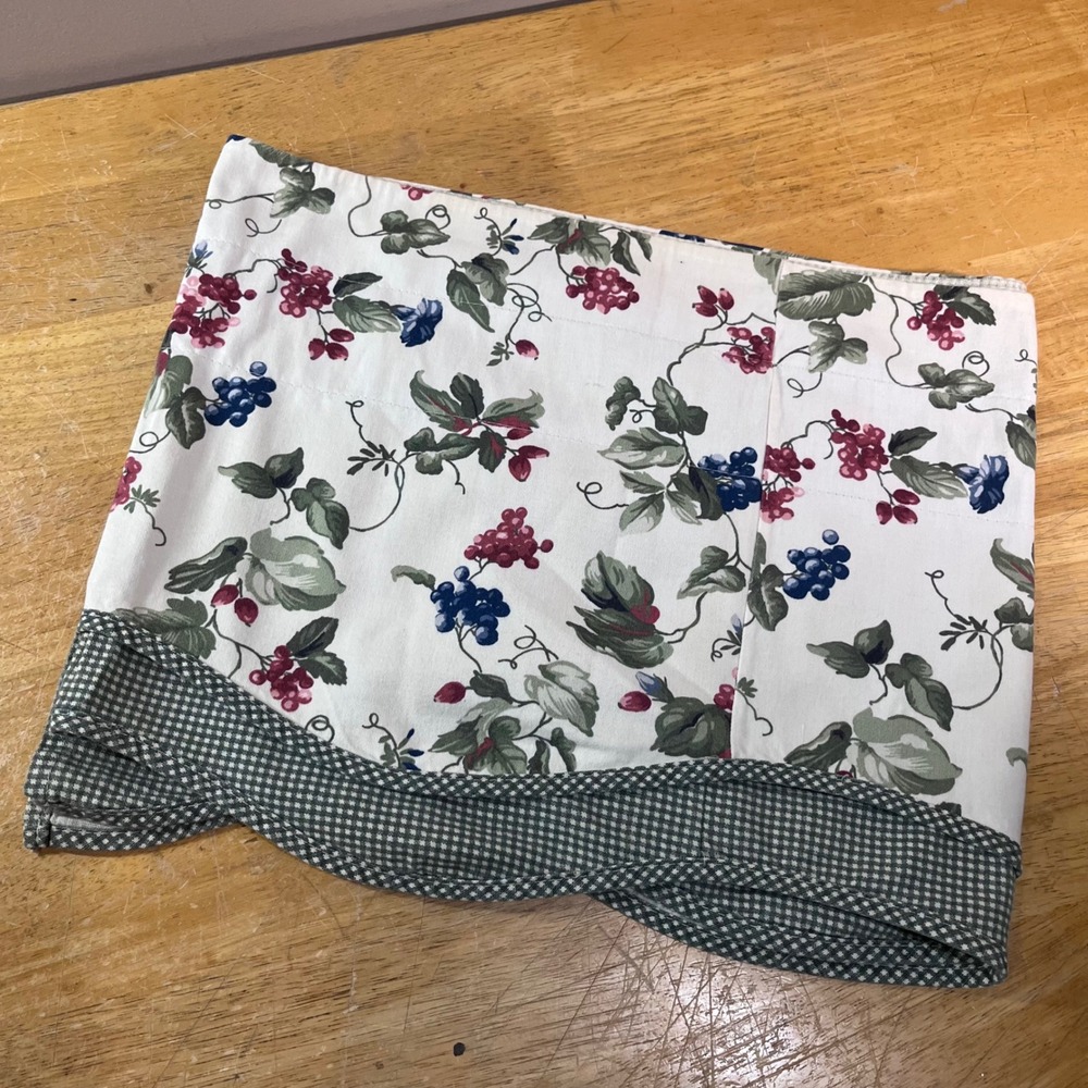 Waverly Orchard Trail Valance Vtg Green Floral Grape Gingham Scalloped 74x14